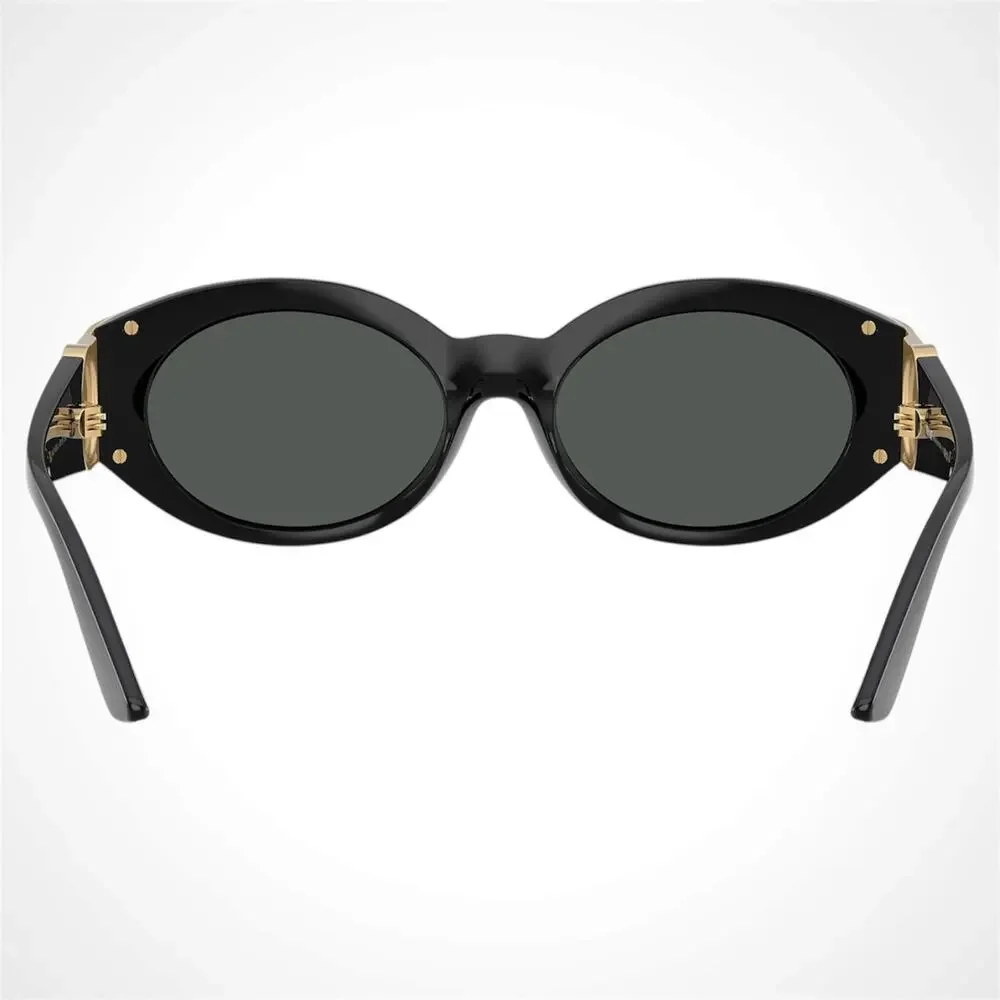 New VERSACE Sunglasses Black Oval Gold Medallion Medusa Retro